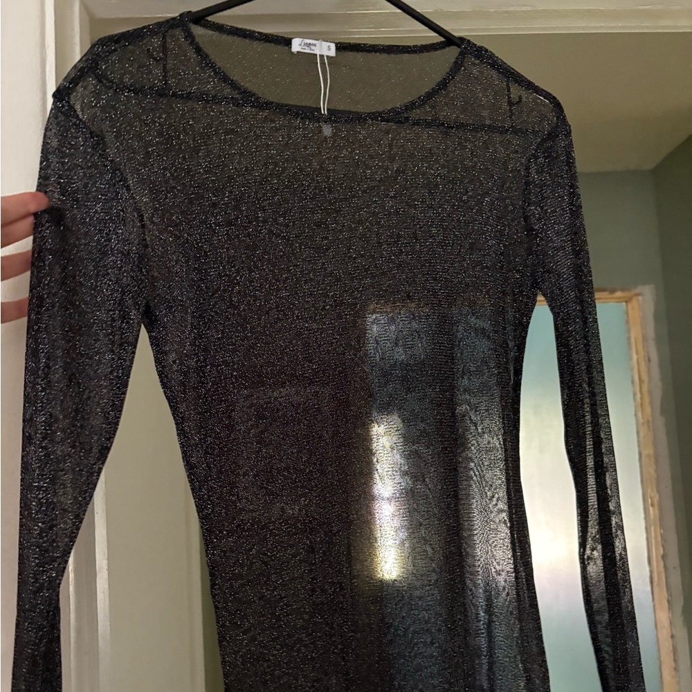 Sheer Black Glitter long sleeve
